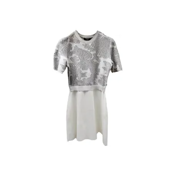 LOUIS VUITTON Short Sleeved Dresses Women's Silver White