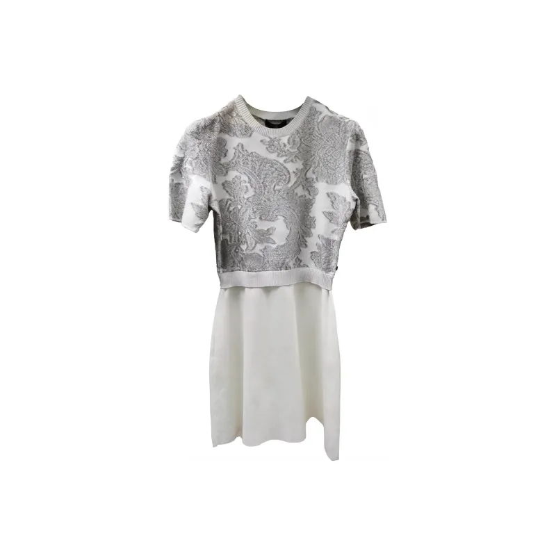 LOUIS VUITTON Short Sleeved Dresses Women's Silver White-0