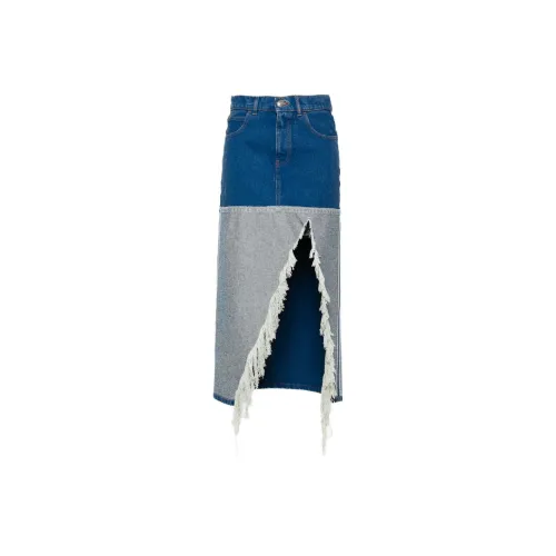 MARNI Bleached Coated Denim Skirt 'Ocean'