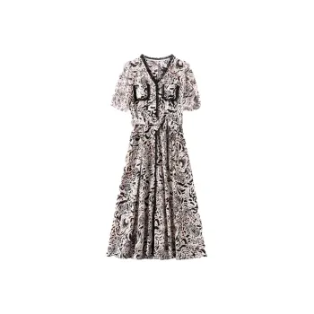 Mapping Short Sleeved Dresses Women's Black White