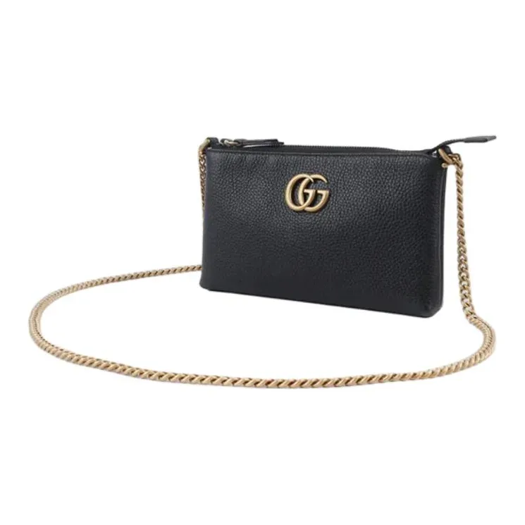GUCCI Marmont Leather Shoulder Bag Women's Black-1