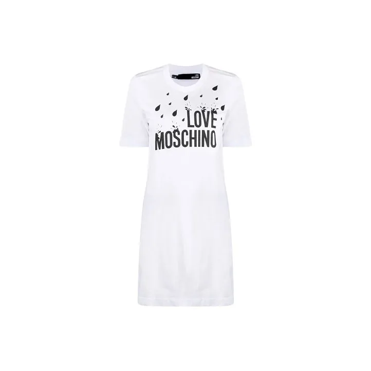 LOVE MOSCHINO Short Sleeved Dresses Women's White-0