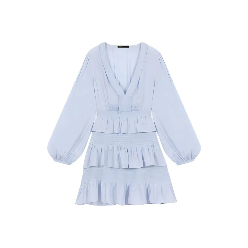 Maje Long Sleeved Dress Women's Light Blue-0