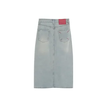 BVODE Denim Long Skirt Women's Glacier Blue