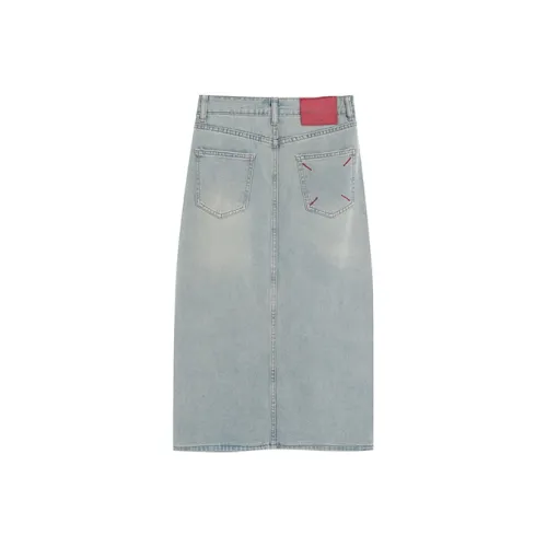 BVODE Denim Long Skirt Women's Glacier Blue