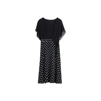 HUASJ Short Sleeved Dresses Women's Polka Dot Black