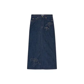 GANNI Rose Denim Maxi Skirt
