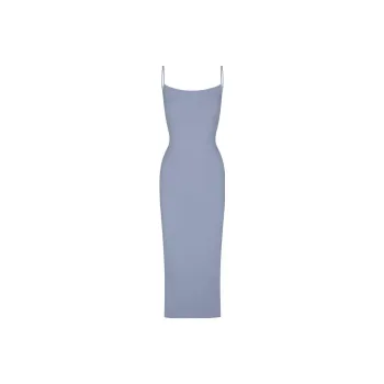 SKIMS SOFT LOUNGE BACKLESS DRESS Women's Gray Blue/SLATE