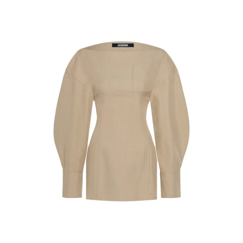 Jacquemus Casaco Shirt Dress 'Beige'-0