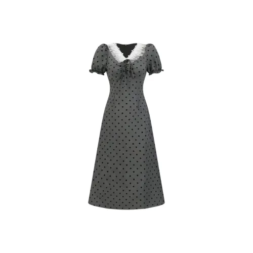 FIAWANG Short Sleeved Dress Women's Gray