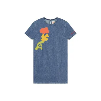 MARNI X No Vacancy Inn Co brand Short Sleeved Dress Women's Denim Blue