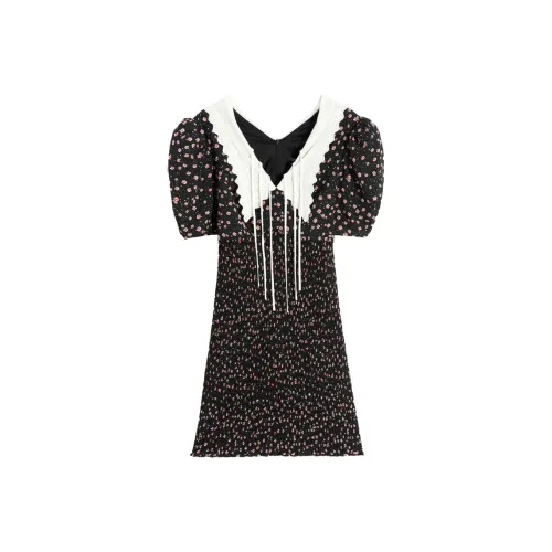 Bebe Short Sleeved Dresses Women's Black Multicolor