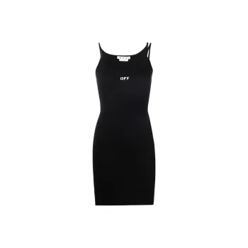 OFF WHITE Off Stamp Basic Rib Dress Black/White