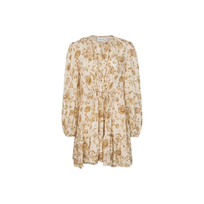 Significant Long-Sleeved Dresses Women's Yellow/White-0