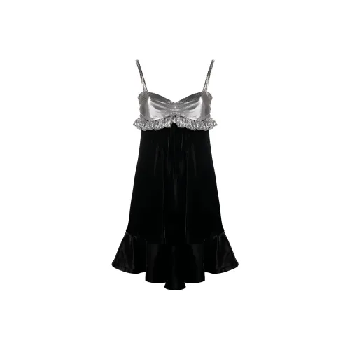 Paco Rabanne Two-Toned Chainmail Velvet Mini Dress