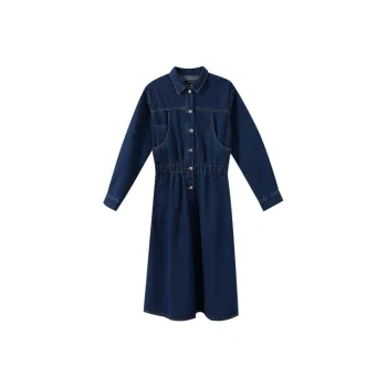 YUMOMO STAR A Line Skirt Dress Denim Blue