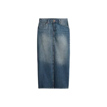 H&M Denim Long Skirts Women's Denim Blue