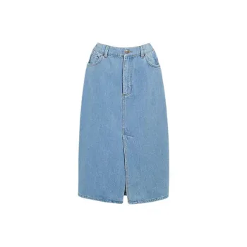 COACH SS24 Denim Long Skirts Women's Light Washed