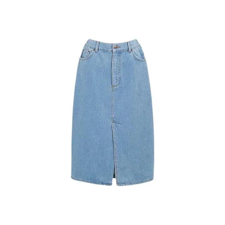 COACH SS24 Denim Long Skirts Women's Light Washed-0