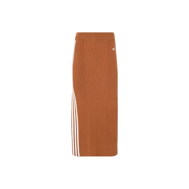 Adidas Originals Premium Knit Skirt Knit Long Skirts Women's Wild Brown-0