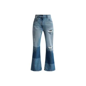 MONCLER GENIUS X Palm Angels Star Intarsia Jeans Ocean Blue
