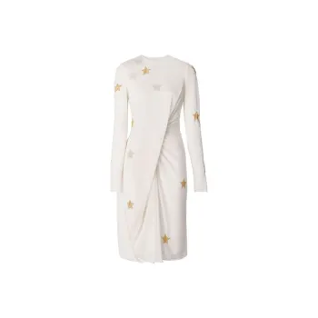 Burberry Woman Draped Viscose And Silk Dress Beige