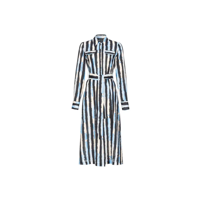 PINKO Paint Stripe Printed Midi Shirt Dress-0