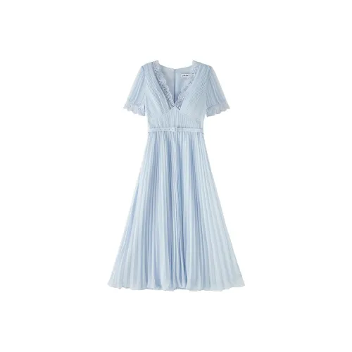 Self-portrait Short-Sleeved Dresses Women's Misty Blue