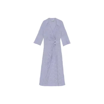 GANNI Short Sleeved Dresses Women's Blue Purple