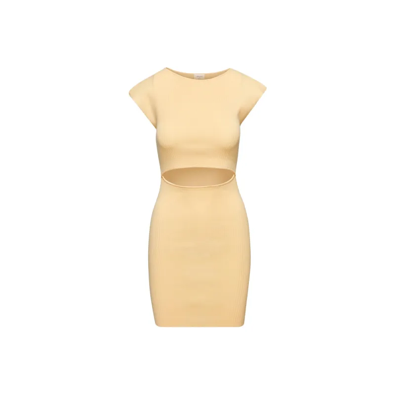 ARITZIA Wilfred Free Cut-Out Knit Mini Dress Short-Sleeved Dresses Women's Sunfaded Apricot-0