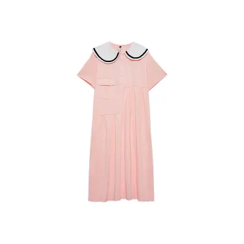 MUGUOGUOMU Short Sleeved Dresses Women's Pink