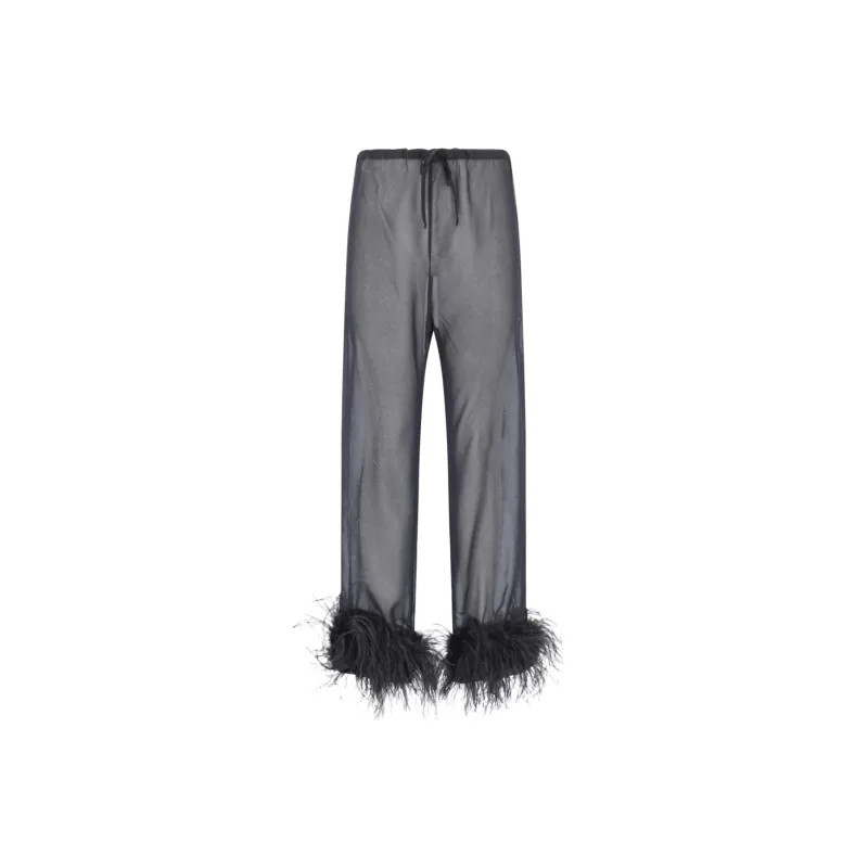 Oséree Feather Trim Pants-0