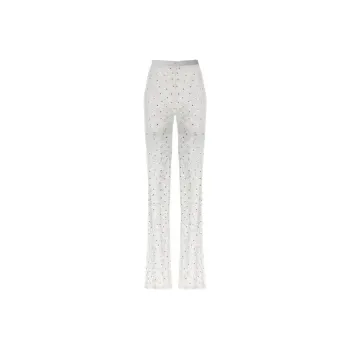 Alessandra Rich High Waist Laced Semi Sheer Leggings