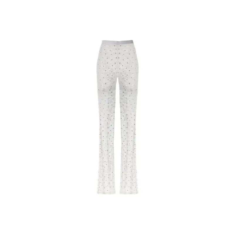 Alessandra Rich High Waist Laced Semi Sheer Leggings-0