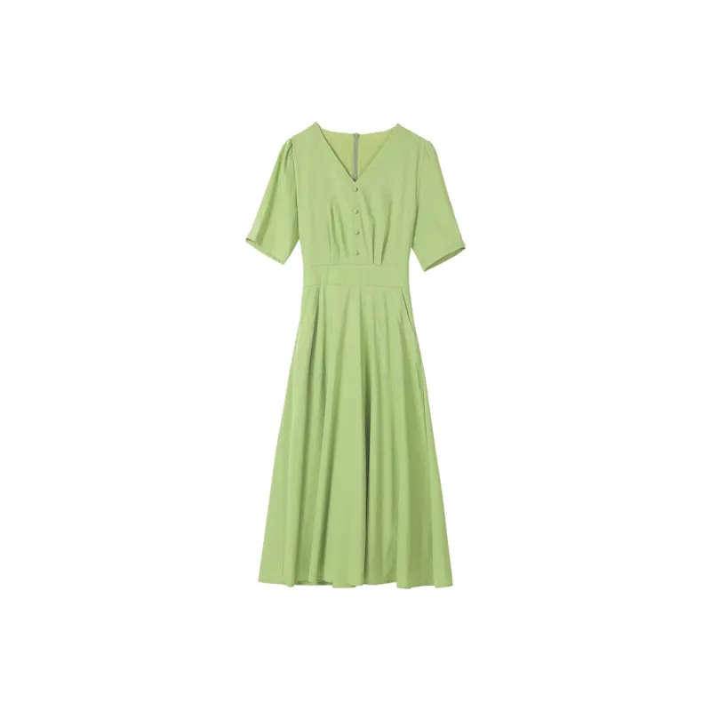 IQC Short Sleeved Dresses Women's Avocado Green-0