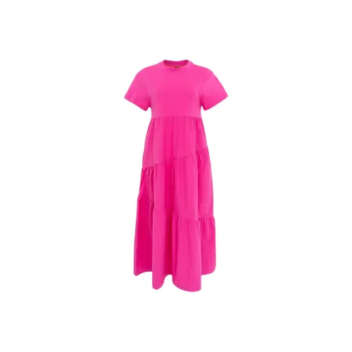 HUGO BOSS Short Sleeved Dress Women's Fuchsia