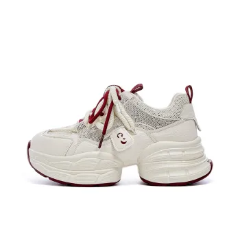 JOSINY Chunky Sneakers Women's Low Top Beige Red/Beige Apricot