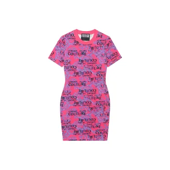 VERSACE JEANS COUTURE Short Sleeved Dresses Women's Rose Red