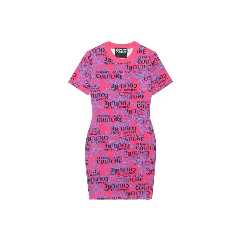 VERSACE JEANS COUTURE Short Sleeved Dress Women's Rose Red-0