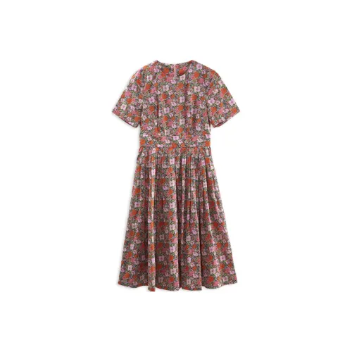 Insect Short-Sleeved Dresses Women's Pastoral Floral Pattern