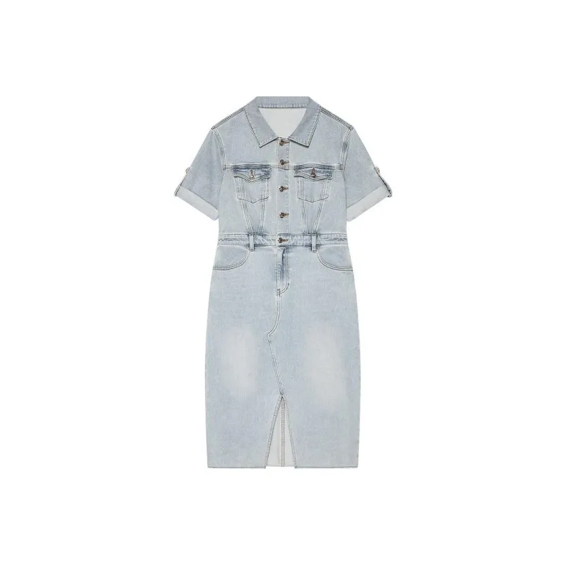 DKNY Short Sleeved Dress Women's Medium Blue-0