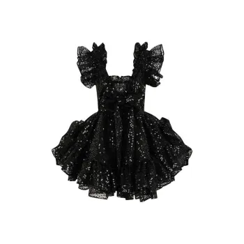 Selkie Short Sleeved Dresses Women's Black Base Black Bead