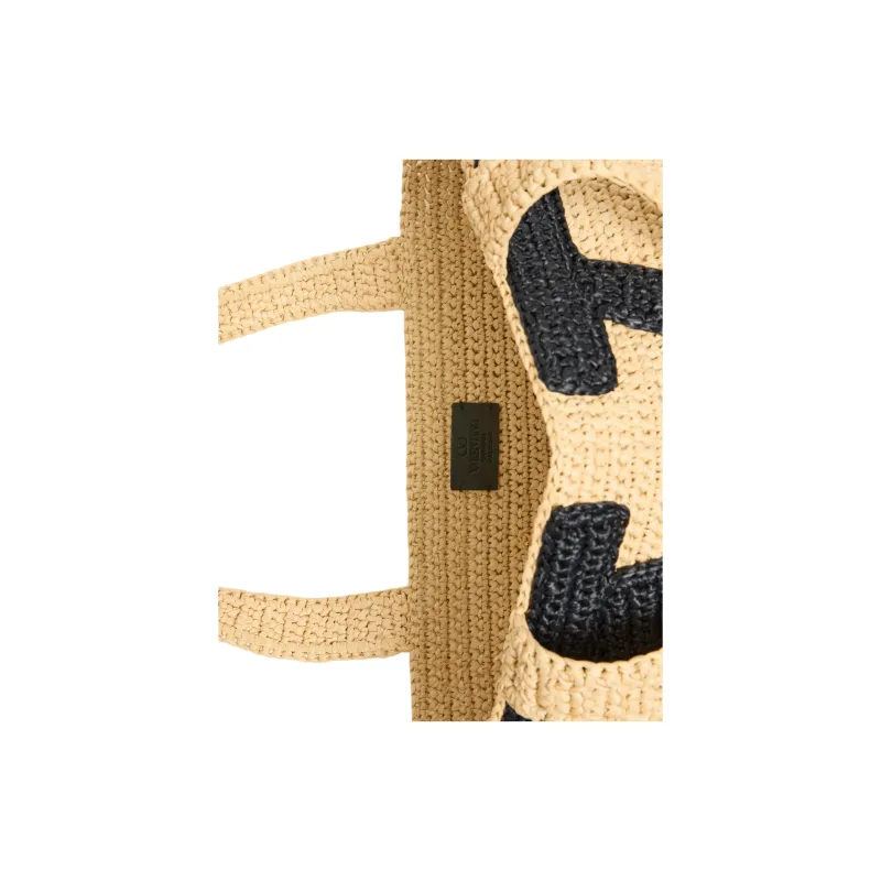 Valentino Raffia Tote Bag, Shopping Bag, Shoulder Bag Tubas Unisex Natural-4