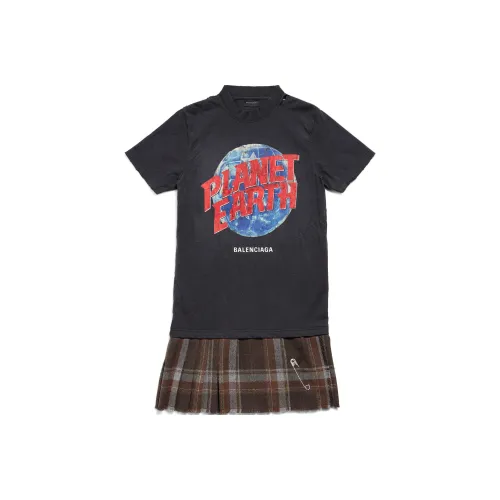 Balenciaga Planet Earth Layered Destroyed T Shirt Dress