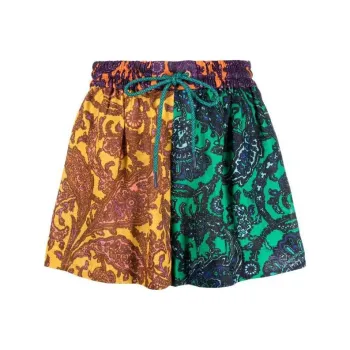 Zimmermann Tiggy Patchwork Drawstring Shorts
