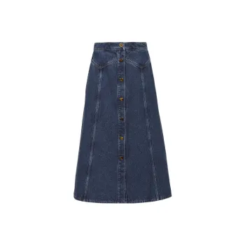 Chloé Faded Midi Denim Skirt