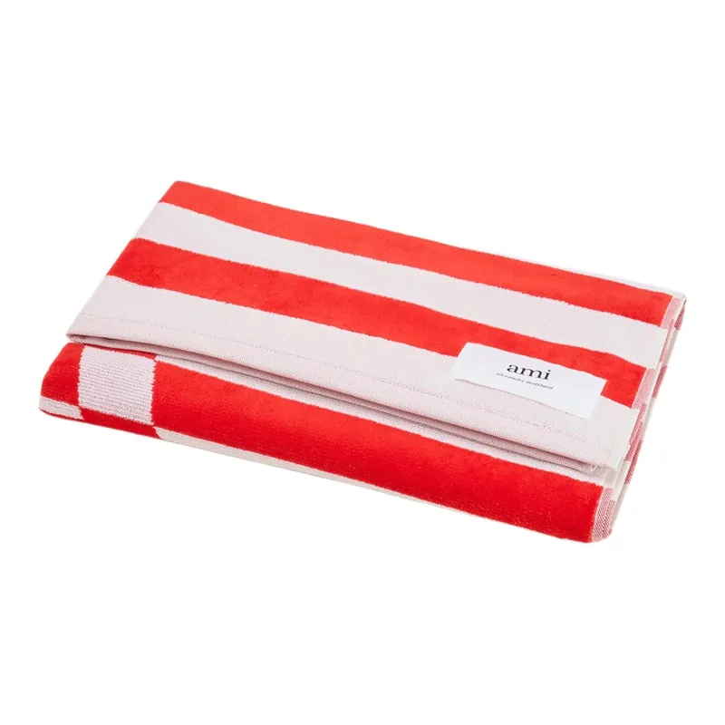 AMIPARIS Bath Towel Red White 85x160cm-1