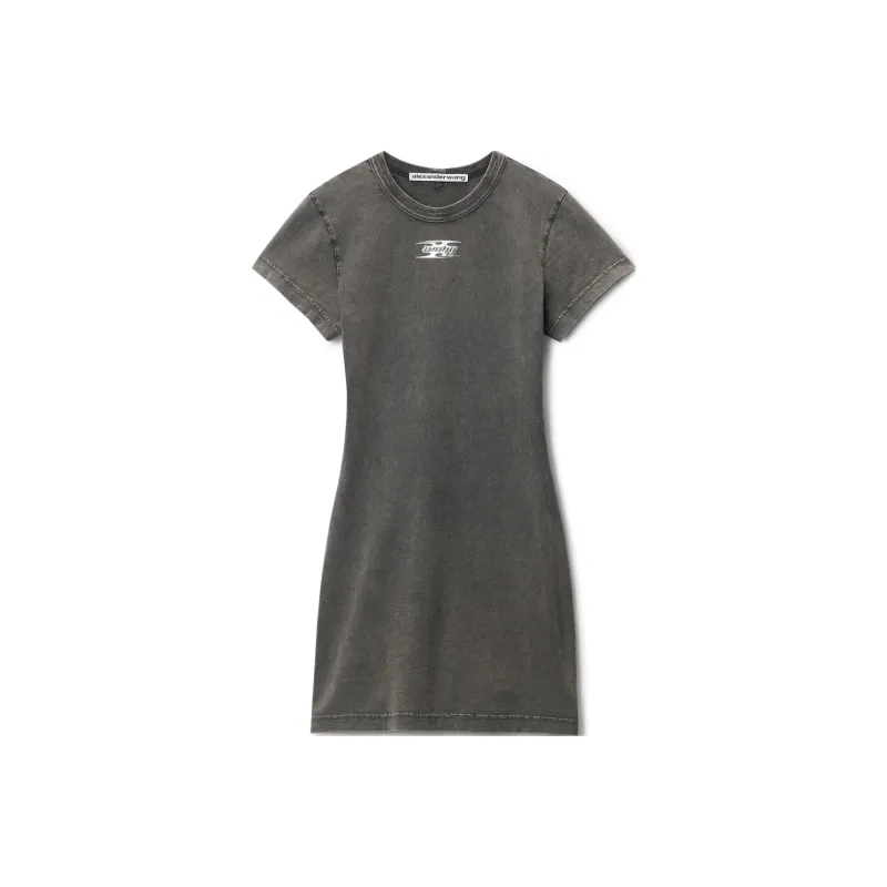 T By Alexander Wang Shrunken Tee Mini Blade Logo Dress Washed Cedar-0
