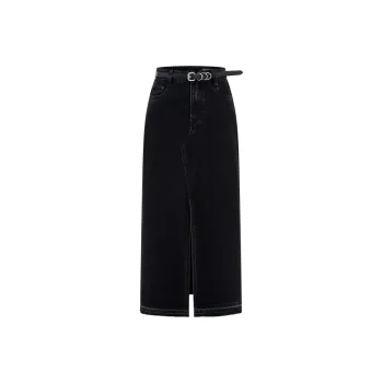 MO&CO Denim Long Skirts Women's Denim Black