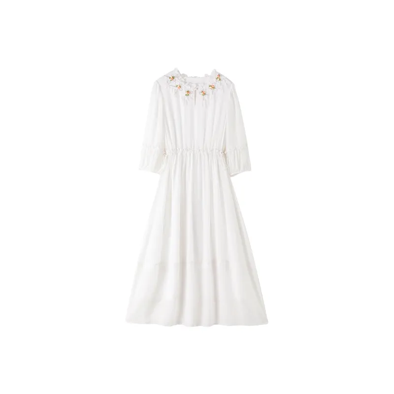 To The West Long Sleeved Dresses Women's White-0